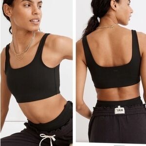 Madewell Flex Square Neck Sports Bra Black XXS New With Tags